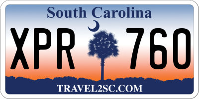 SC license plate XPR760