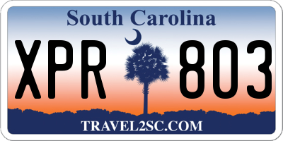 SC license plate XPR803