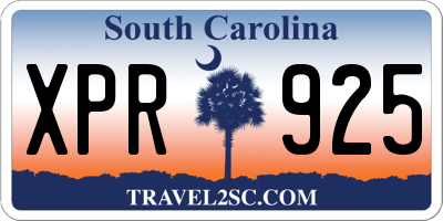 SC license plate XPR925