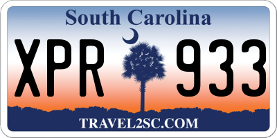 SC license plate XPR933