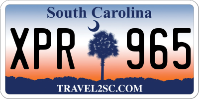 SC license plate XPR965