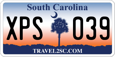 SC license plate XPS039