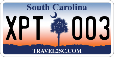 SC license plate XPT003