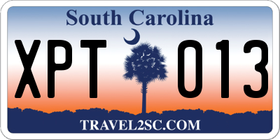 SC license plate XPT013