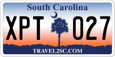 SC license plate XPT027