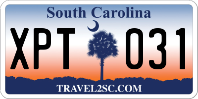 SC license plate XPT031
