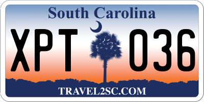 SC license plate XPT036