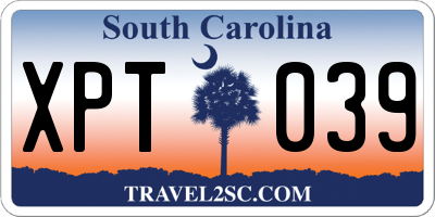 SC license plate XPT039