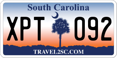 SC license plate XPT092