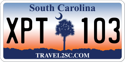 SC license plate XPT103