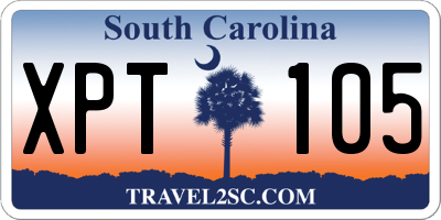 SC license plate XPT105