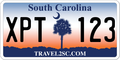 SC license plate XPT123