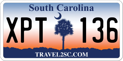 SC license plate XPT136