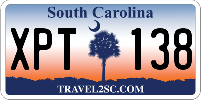 SC license plate XPT138