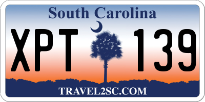 SC license plate XPT139