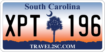 SC license plate XPT196
