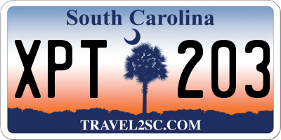 SC license plate XPT203