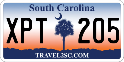 SC license plate XPT205