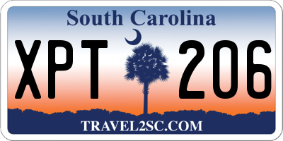 SC license plate XPT206
