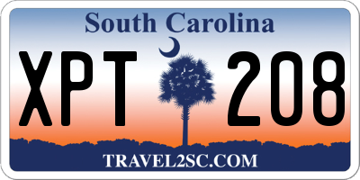 SC license plate XPT208