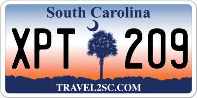 SC license plate XPT209