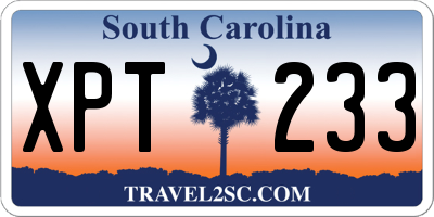 SC license plate XPT233