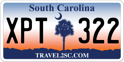SC license plate XPT322