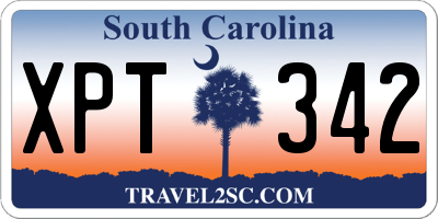 SC license plate XPT342
