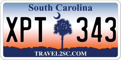 SC license plate XPT343