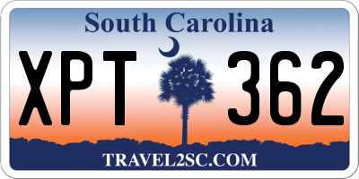 SC license plate XPT362