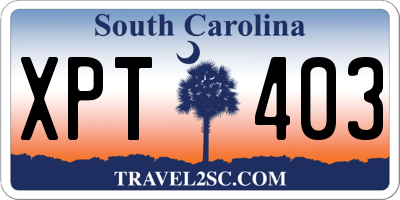 SC license plate XPT403