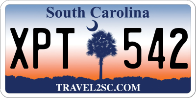 SC license plate XPT542