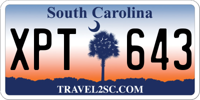 SC license plate XPT643