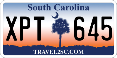SC license plate XPT645