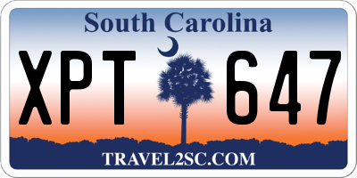 SC license plate XPT647