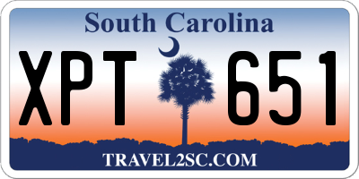 SC license plate XPT651