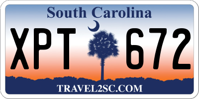 SC license plate XPT672