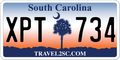 SC license plate XPT734