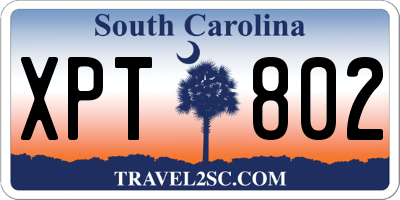 SC license plate XPT802