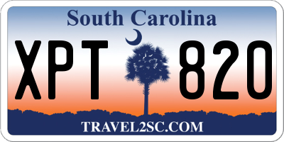 SC license plate XPT820