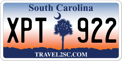 SC license plate XPT922