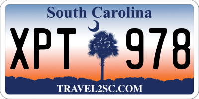 SC license plate XPT978