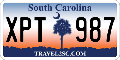 SC license plate XPT987