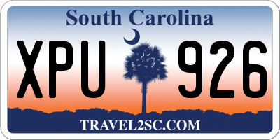 SC license plate XPU926