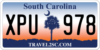 SC license plate XPU978