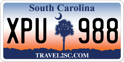 SC license plate XPU988