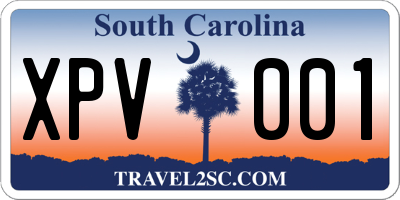 SC license plate XPV001
