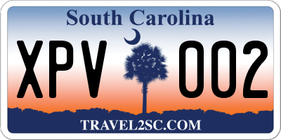 SC license plate XPV002