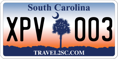 SC license plate XPV003