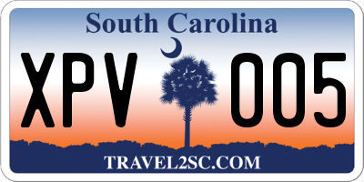 SC license plate XPV005